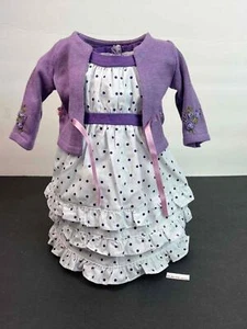 American Girl Kirsten Midsummer Polka Dot Dress w Purple Cardigan~Retired PC tag - Picture 1 of 11