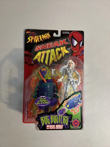 🍕🍕Spider-Man Silver Sable Sneak Attack Action Figure Toy Biz 1998 Marvel🍕🍕 Cover