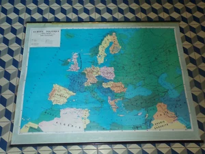 AFFICHE CARTE SCOLAIRE SEDIJE EUROPE PHYSIQUE/POLITIQUE 70-80 - Picture 1 of 2