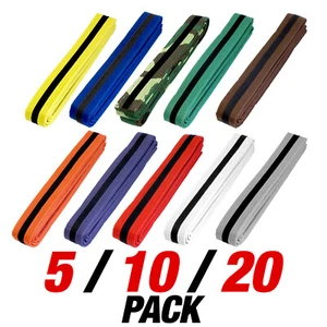 Martial Arts Belt with Black Stripe 1.5" Wide Karate Taekwondo Double Wrap Belts - Picture 1 of 2