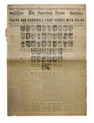 October 4, 1934 The Sporting News Newspaper - 1934 MVP's Named Lou Gehrig - Image 1 of 2
