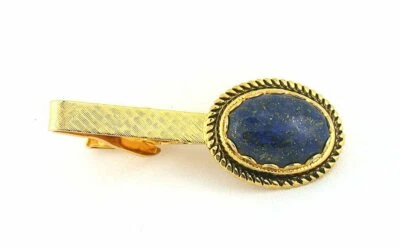 2 INCH  18x13 18 x 13 OVAL LAPIS LAZULI GEMSTONE BEZEL TIE CLIP TIE BAR EPTT197 - Image 1 of 2