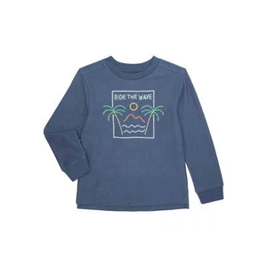 365 Kids Boys Long Sleeve Slub Jersey Graphic Tee - RIDE THE WAVE - Size: 10 - Picture 1 of 1