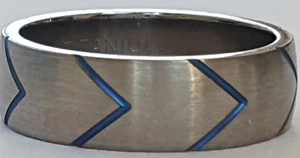 7mm satin finished TITANIUM Blue Oxidised wedding dress eternity RING Size T.5 - Picture 1 of 3