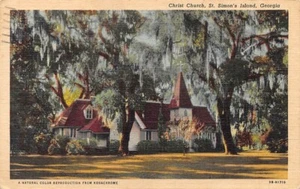 GA~GEORGIA~ISLA DE SAN SIMÓN~IGLESIA DE CRISTO FREDERICA~ENVIADO POR CORREO 1950 - Imagen 1 de 2