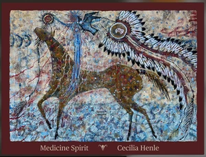 "Medicine Spirit"- Fine Art Print by Cecilia Henle - Horse Shaman Shield - Picture 1 of 9