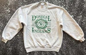 Vintage 90s Donegal Indians Crewneck Gray Green Lancaster PA High School - Picture 1 of 6
