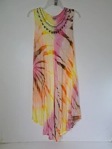 NWT Shoreline Tie-Dye Yellow Pink Sleeveless Dress women's OSFM One size fits  - Picture 1 of 10