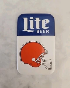 Vintage Cleveland Browns NFL Football Miller Lite Draft Beer Metal Pin Fan  - Picture 1 of 6