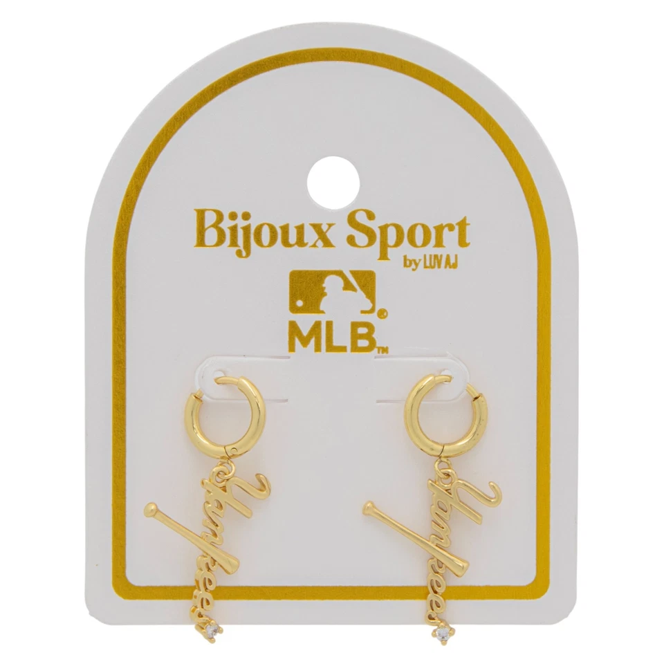 Pendientes Bijoux Sport por Luv Aj MLB New York Yankees chapados en oro placa de identificación Foto 1 de 1