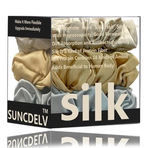 Suncdelv Silk, 100% Seide Scrunchies für Haare, 22 Momme Haargummis für Anti-Creas... - Bild 1 von 9