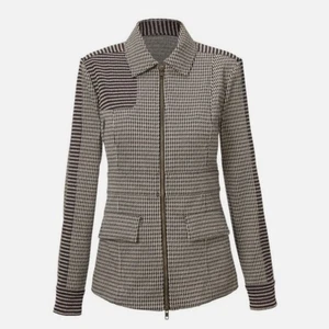 CAbi Houndstooth Baron Blazer Jacket Women's Large Brown Preppy Academia #4496 - Picture 1 of 5