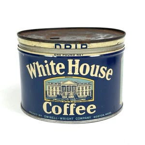 Café Casa Blanca 1 lb. Lata publicitaria por goteo - vacía Boston MA - Imagen 1 de 12