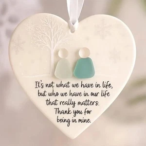 Heart-Shaped Sea Glass Friendship Decor,Friendship Heart Ornament Christmas Gift - Picture 1 of 12
