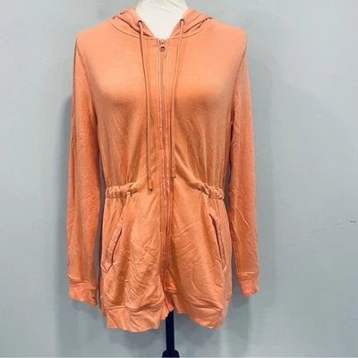 SOFT SURROUNDINGS S Orange Full Zip Tunic Hoodie Athleisure Casual Lounge Comfy - Image 1 of 4