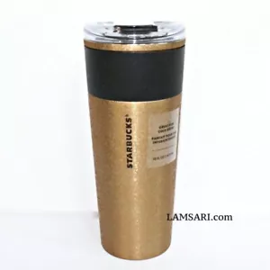 Starbucks Fall 2021 Gold Marble Black Grip Cold Brew Stainless Steel Tumbler - Picture 1 of 4