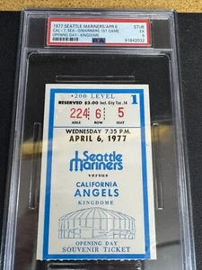 1977 Seattle Mariners 1st OPENING DAY April 6 Stub PSA 5 EX - Picture 1 of 2