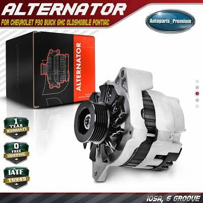 Alternador para Chevrolet P30 Buick GMC Oldsmobile Pontiac 12V 105A CW 6 ranuras Foto 1 de 4