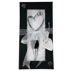 Fashioncraft Bottle Stopper Silver Tone Heart with Crystals New In Gift Box - Picture 1 of 3