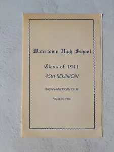 Watertown NY Class of 1941 Reunion Program August 1986 - Bild 1 von 3