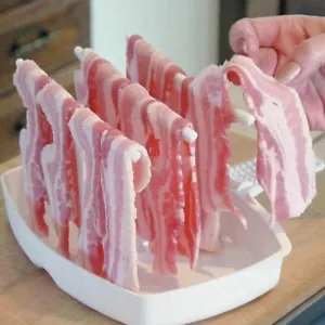 US Mikrowelle Speck Gestell Herd Tablett Aufhänger für Mahlzeit Kochen Bar knackig Frühstück QK - Bild 1 von 4