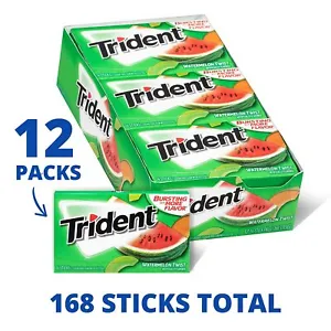 12x Trident Watermelon Twist Flavor Sugar Free Gum With Xylitol American Sweets - Picture 1 of 12