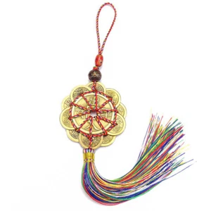 Feng Shui Mystic Knot 10 Chinese Lucky Coins Cures Home Career Health Wealth - Picture 1 of 10