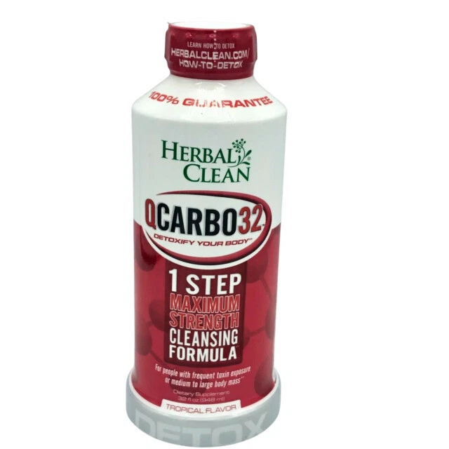 Detox Drink QCarbo 32 Oz Max Strength Same Day Cleanse Tropical Herbal Clean  - Image 1 of 1