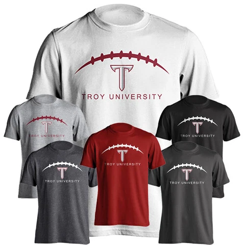 Troy University Trojans Football Laces Out Logo Tee Short Sleeve Adult T-Shirt Cover