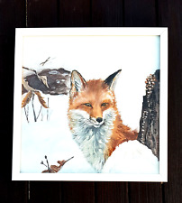 Acryl Original Gemälde "FUCHS IM SCNEE" Fuchs Vogel Tier Aquarell Fox Unikat