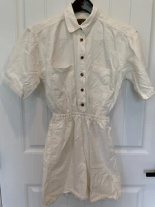 Vintage A.M.I. Womens Size Small White Short Sleeve Collared Button Top Romper - Picture 1 of 7