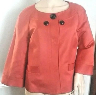 CHAQUETA CORTA CLASSIQUES ENTIER MANGA 3/4 CHAQUETÓN CORTO GABARDINA BLAZER NARANJA M Foto 1 de 4