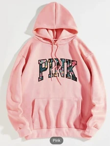 Letter Graphic Print Drawstring Loose Hoodie, Casual Hooded Pocket Fashion Long - Picture 1 of 3