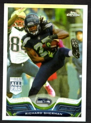 2013 Richard Sherman Topps Chrome Football Silver Refractor Seahawks #156 - Image 1 of 2