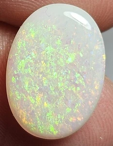 Lightning Ridge Polished Opal 3.05 Cts Green Orange Pin Fire Oval Lapidary Opal - Picture 1 of 16