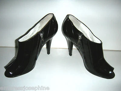SIGERSON MORRISON NEGRO PACIENTE CUERO STILETTO ZAPATOS AL TOBILLO BOTAS TALLA 9.5 Foto 1 de 4