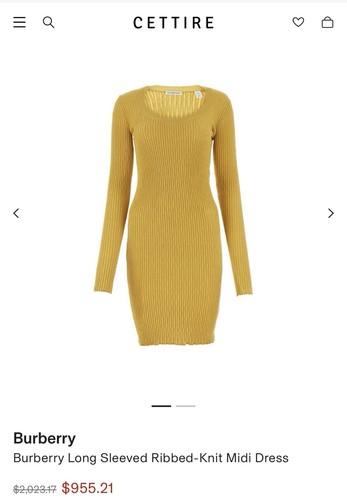 Abito midi Burberry manica lunga maglia a costine taglia L $1790 NUOVO