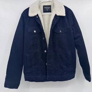 Sunrise Kingdom Jacket Men Small Blue Corduroy Sherpa Lined Trucker Coat Buttons - Picture 1 of 11