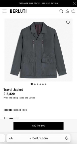 GIACCA DA VIAGGIO BERLUTI NUOVA CON ETICHETTE TAGLIA IT 50