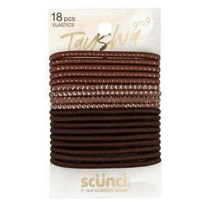 18 Tayshia by Scunci No Damage Elastic Ponytail Holder Hair Ties, Assorted Brown - Picture 1 of 5