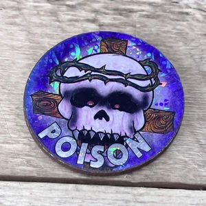 Pog Slammer POISON Jesus Thorn Skull Heavy Metal Vintage 90s Holographic - 1.1oz - Picture 1 of 5