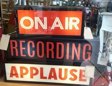 ON AIR Light Up Box UK Mains Plug 240v Red White Metal Sign Retro 