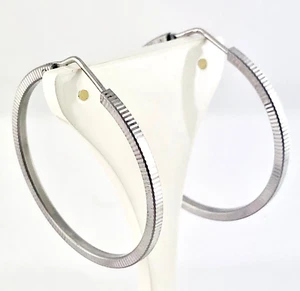 925 RHODIATI WHITE MILLERIGHE FINISH PENDANT EARRINGS WOMEN - Picture 1 of 8