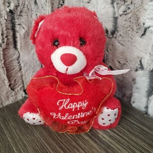 Mini Oso de Peluche Rojo Feliz Día de San Valentín SUAVE SEDOSO 5" Pequeño Corazón de Peluche - Imagen 1 de 8