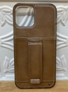Walli iPhone 12/12 pro case Brown Vegan Leather— Fits 2 Credit Cards Loop Stand - Photo 1 sur 4