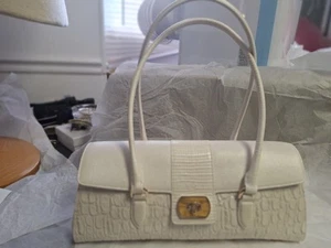 Brahmin Carman Collection Sea Salt White Dayan East West Satchel Bag - Picture 1 of 10