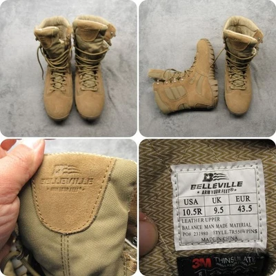 Belleville Hombres Botas 10.5R Beige Cuero Aislado Combate Militar TR550 EE. UU. NUEVAS Foto 1 de 4