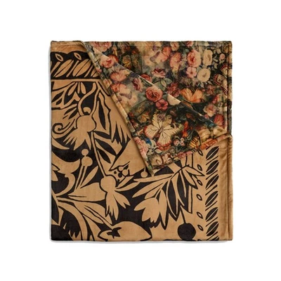 Johnny Was Laurel Canyon Lola Cozy Blanket Reversible Floral Gold Black Home NEW - Image 1 of 4