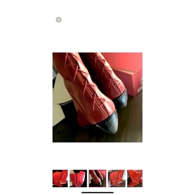 Botas altas vintage Bandolino genuinas (cuero rojo óxido con cordones trasero (diciembre 1989)  Foto 1 de 4