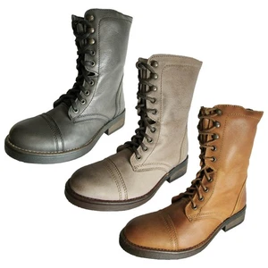 Steve Madden Womens Munch Leather Military Style Boot - Picture 1 of 7